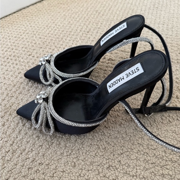 Steve Madden Black Heels with Silver Embellishments - Picture 2 of 3